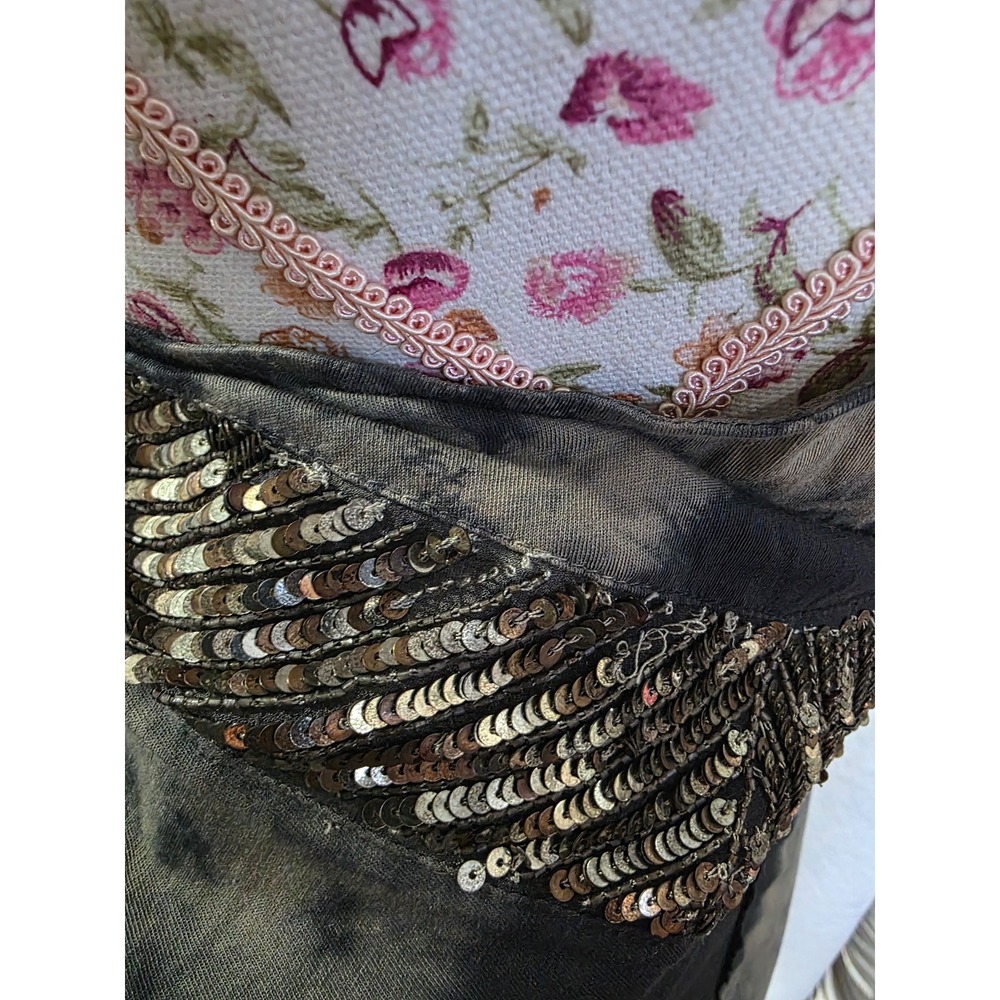 AllSaints Spitalfields Tie Dye Top Sequin Embellished Rock Biker Party Glam Sz12 - Picture 5 of 8